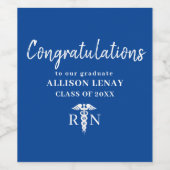 Gepersonaliseerde Verpleegster Afstuderen Royal Bl Wijn Etiket (Enkel label)