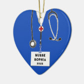 Gepersonaliseerde Verpleegster Kerstmis 2023 Colle Keramisch Ornament (Links)