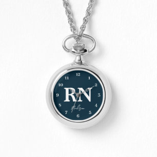 Gepersonaliseerde Verpleegster RN Navy Blauw Wit S Horloge