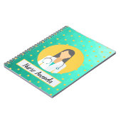 Gepersonaliseerde verpleegster Turquoise Yellow Notitieboek (Linkerzijde)