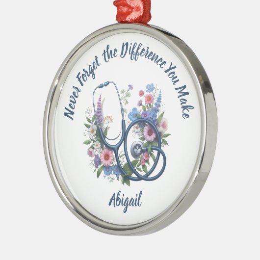 Gepersonaliseerde verpleegster vergeet nooit het v metalen ornament (Links)