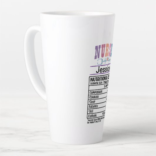 Gepersonaliseerde verpleegster Voedingsfeiten Grap Latte Mok (Linkerhoek)