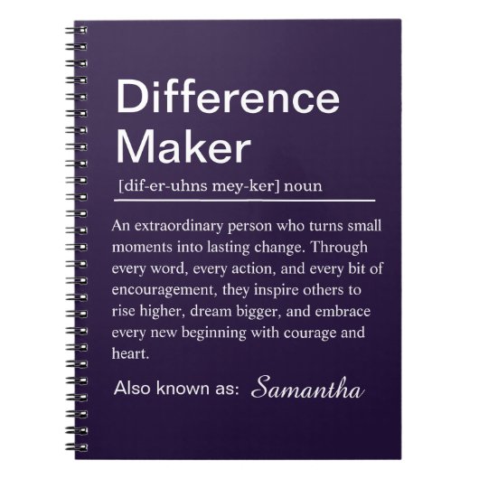 Gepersonaliseerde Verschil Maker Definitie Notitieboek (Voorkant)