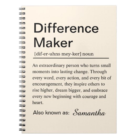 Gepersonaliseerde Verschil Maker Definitie Notitieboek (Voorkant)