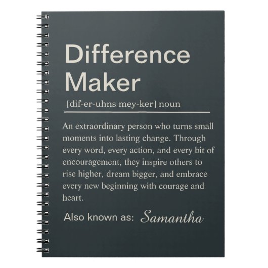 Gepersonaliseerde Verschil Maker Definitie Notitieboek (Voorkant)