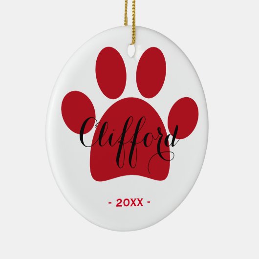 Gepersonaliseerde versierde Feestdagen | Rode poot Keramisch Ornament (Rechts)