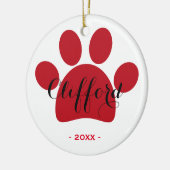 Gepersonaliseerde versierde Feestdagen | Rode poot Keramisch Ornament (Links)