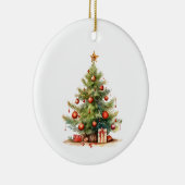 Gepersonaliseerde versierde kerstboom keramisch ornament (Rechts)