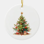 Gepersonaliseerde versierde kerstboom keramisch ornament (Voorkant)