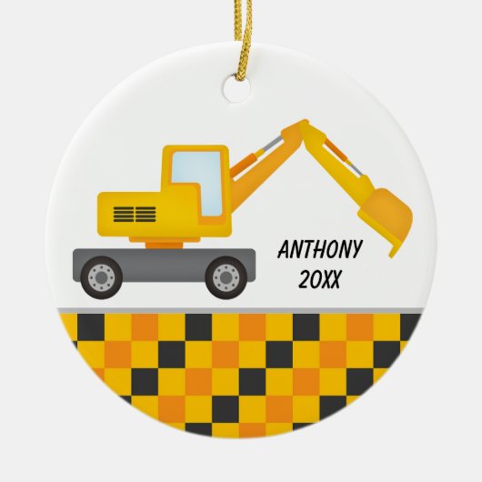 Gepersonaliseerde versiering bouwmachinegrootmachi keramisch ornament (Voorkant)