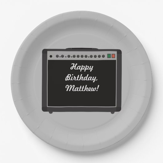 Gepersonaliseerde Versterker Rock and Roll Party Papieren Bordje (Voorkant)