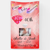 Gepersonaliseerde Vertical 40th Wedding Jubileum Spandoek (Verticaal)