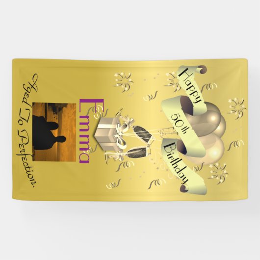 Gepersonaliseerde Verticale Happy 50th Birthday Spandoek (Horizontaal)