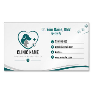 Gepersonaliseerde Veterinaire Modern Magnetisch Visitekaartje