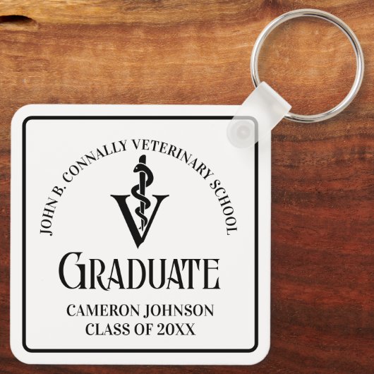 Gepersonaliseerde Veterinaire School Afstuderen Gi Sleutelhanger (Achterkant)