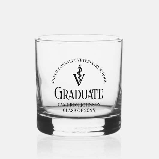 Gepersonaliseerde Veterinaire School Afstuderen Whisky Glas (Voorkant)