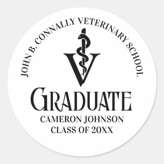 Gepersonaliseerde Veterinaire School Graduation Pa Ronde Sticker (Voorkant)