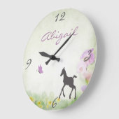 Gepersonaliseerde veulen en vlinder wandklok (Hoek)