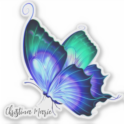Gepersonaliseerde Vibrant Butterfly Sticker (Voorkant)