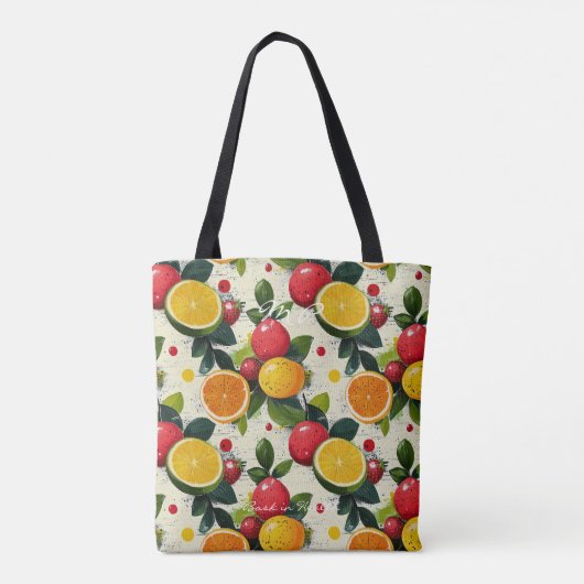 Gepersonaliseerde Vibrant Citrus Fruit Canvas tas (Achterkant)