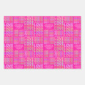 Gepersonaliseerde Vibrant Hot Pink, Blauw "LOVE" P Inpakpapier Vel (Voorkant 2)