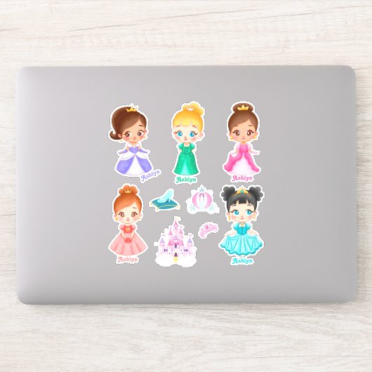 Gepersonaliseerde Vibrant Kinder Prinses Naam Labe Sticker (Computer)