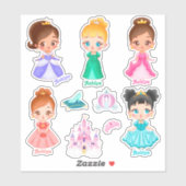 Gepersonaliseerde Vibrant Kinder Prinses Naam Labe Sticker (Vel)