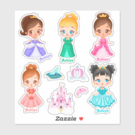Gepersonaliseerde Vibrant Kinder Prinses Naam Labe Sticker