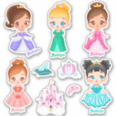Gepersonaliseerde Vibrant Kinder Prinses Naam Labe Sticker (Voorkant)