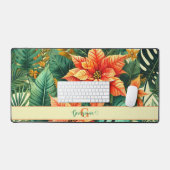Gepersonaliseerde Vibrant Tropical Christmas Poins Bureaumat (Keyboard & Muis)