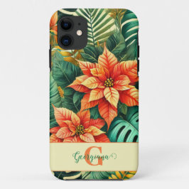 Gepersonaliseerde Vibrant Tropical Christmas Poins Case-Mate iPhone Case