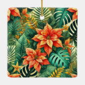 Gepersonaliseerde Vibrant Tropical Christmas Poins Keramisch Ornament (Achterkant)