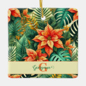 Gepersonaliseerde Vibrant Tropical Christmas Poins Keramisch Ornament (Voorkant)
