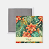 Gepersonaliseerde Vibrant Tropical Christmas Poins Magneet (Voorkant / Achterkant)