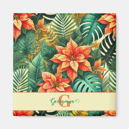 Gepersonaliseerde Vibrant Tropical Christmas Poins Magneet