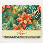 Gepersonaliseerde Vibrant Tropical Christmas Poins Muismat (Voorkant)