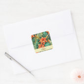 Gepersonaliseerde Vibrant Tropical Christmas Poins Vierkante Sticker (Envelop)
