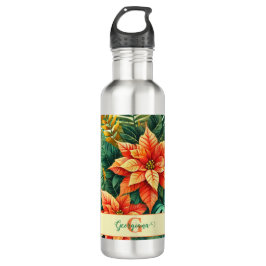 Gepersonaliseerde Vibrant Tropical Christmas Poins Waterfles
