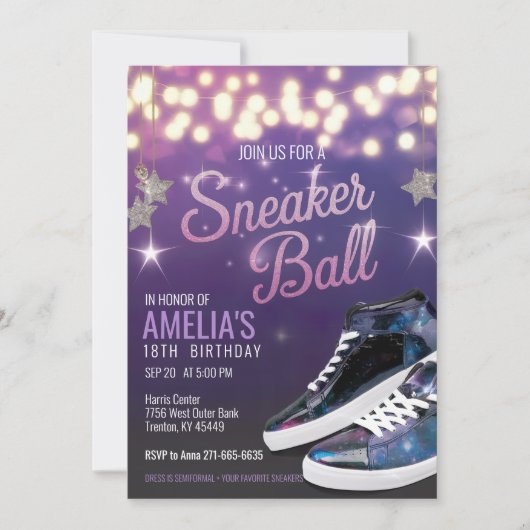 Gepersonaliseerde Vibrant Violet Sneaker Ball Verj Kaart (Voorkant)