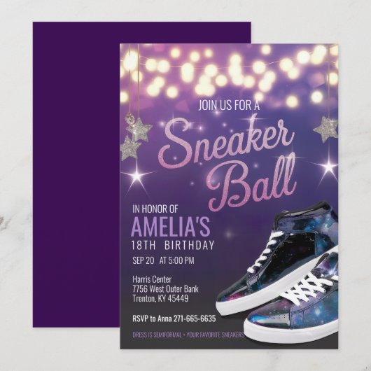 Gepersonaliseerde Vibrant Violet Sneaker Ball Verj Kaart (Voorkant / Achterkant)