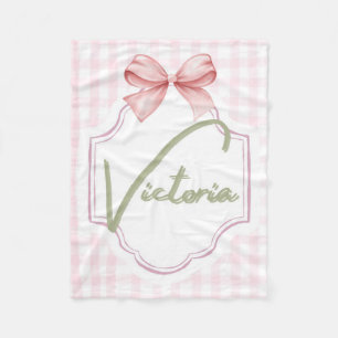 Gepersonaliseerde Victoria Baby Girl Nursery Bow Fleece Deken