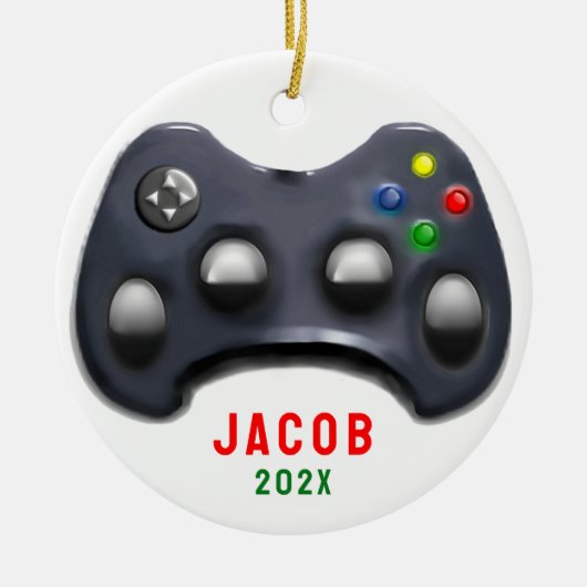 Gepersonaliseerde Video Gamer 2025 Collectible Keramisch Ornament (Voorkant)