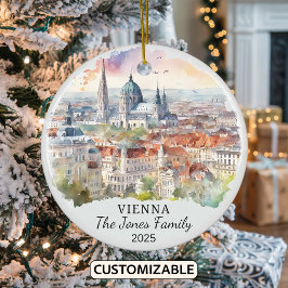 Gepersonaliseerde Vienna Ornament, Oostenrijk Gift Keramisch Ornament