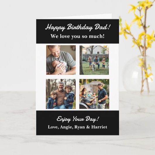 Gepersonaliseerde Vier Foto Sjabloon Papa's Verjaa (Gele Bloem)