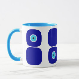 Gepersonaliseerde Vier Foto's, Blue Evil Eye Amule Mok