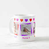 Gepersonaliseerde Vier Foto's, Kleurrijke Harten,  Mok (Voorkant links)