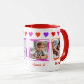 Gepersonaliseerde Vier Foto's, Kleurrijke Harten,  Mok (Voorkant rechts)