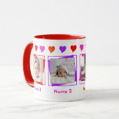Gepersonaliseerde Vier Foto's, Kleurrijke Harten,  Mok (Voorkant links)