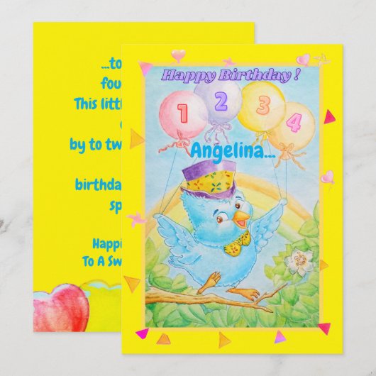 Gepersonaliseerde vier jaar oude verjaardag wenska (Voorkant / Achterkant)