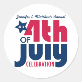 Gepersonaliseerde Vierde van Juli Celebration Stic Ronde Sticker